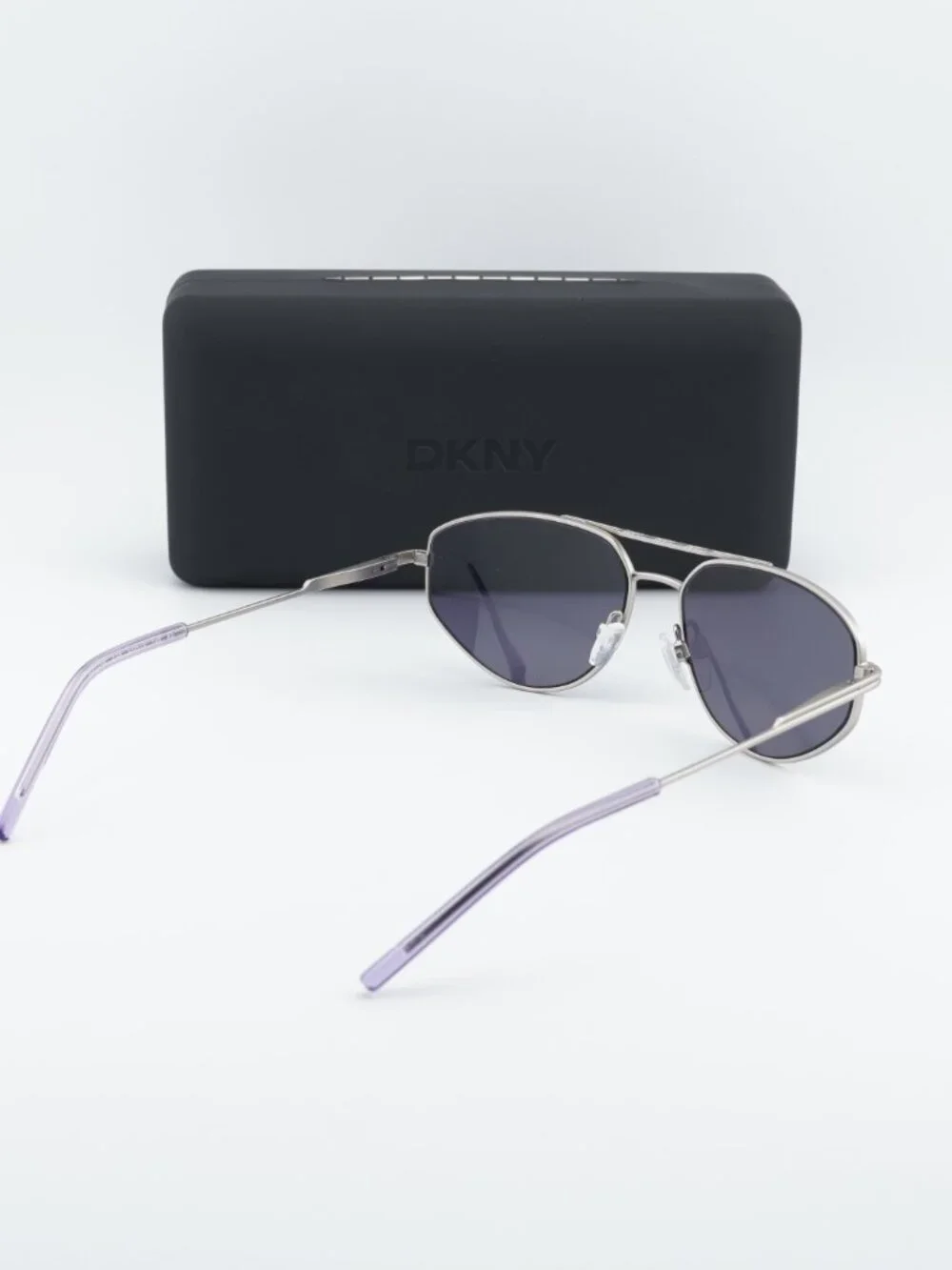 DKNY DK117S 040 Square Sunglasses - Satin Silver/Grey